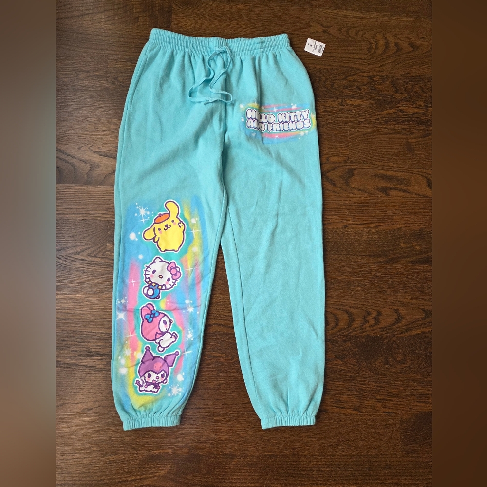 NWT Hello Kitty & Friends Womens Teal Sweatpants Sz.M